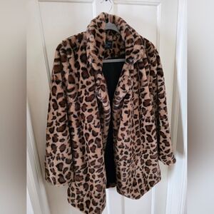 Love Tree Leopard Print Faux Fur Coat